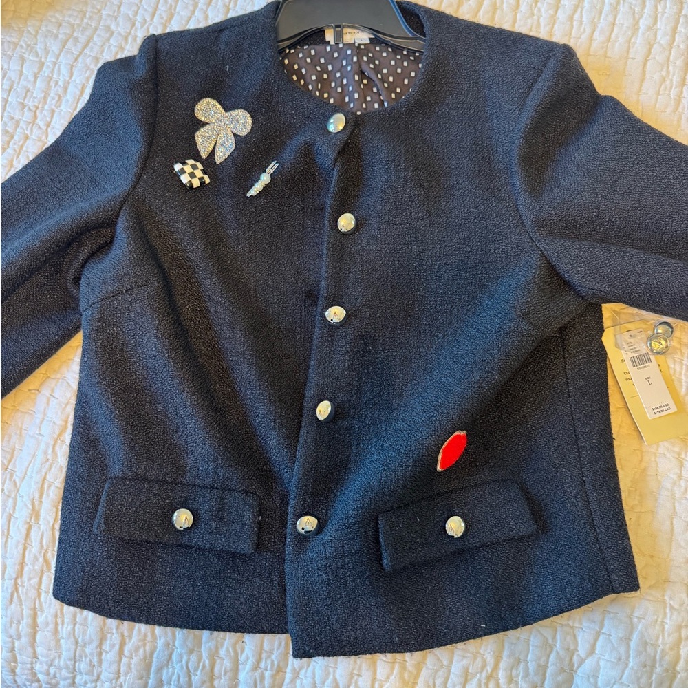 Anthropologie Embellished Tweed Jacket- Size L- NWT